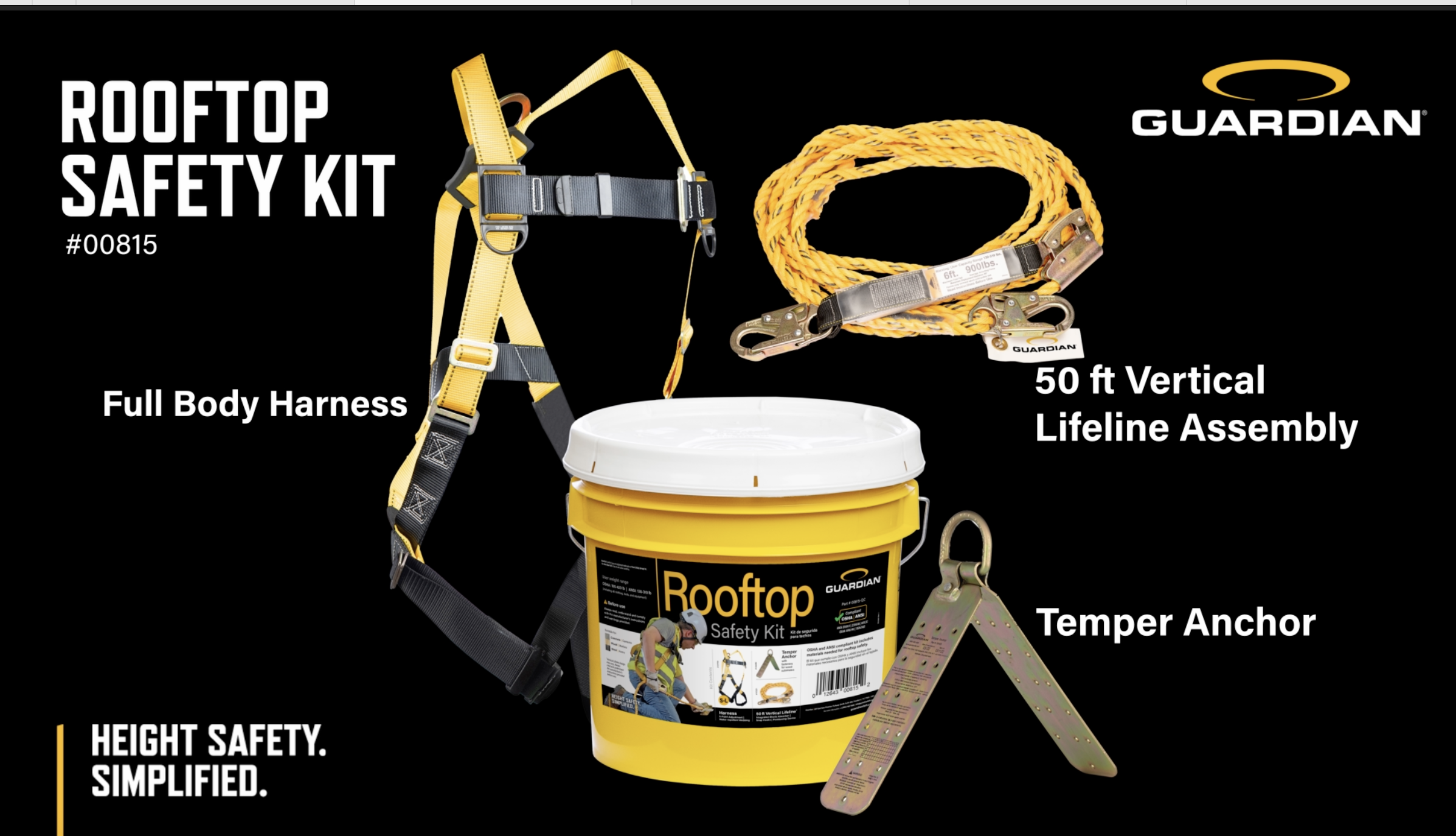 Guardian 00815 Rooftop Safety Kit - 50 ft Vertical Lifeline